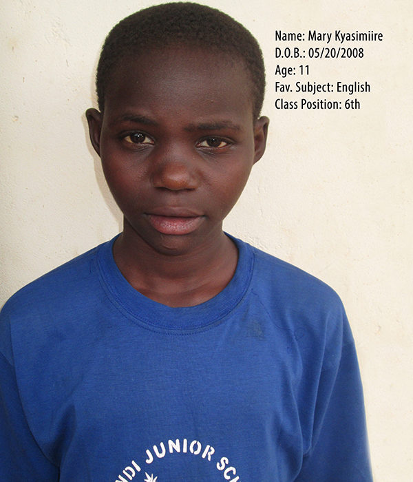 KYASIMIIRE MARY ANISHER. D.OB. 20.05. 2008. AGE. 11YRS. FS. ENGLISH. CLASS. P.6 KYASIMIIRE MARY ANISHER. D.OB. 20.05. 2008. AGE. 11YRS. FS. ENGLISH. CLASS. P.6