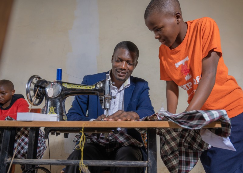 Bwindi Eco Vocational School instructor and student